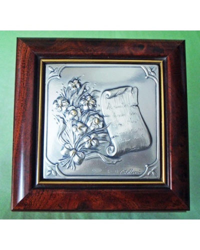 Boîte carrée Parchemin argent massif 925 et bois